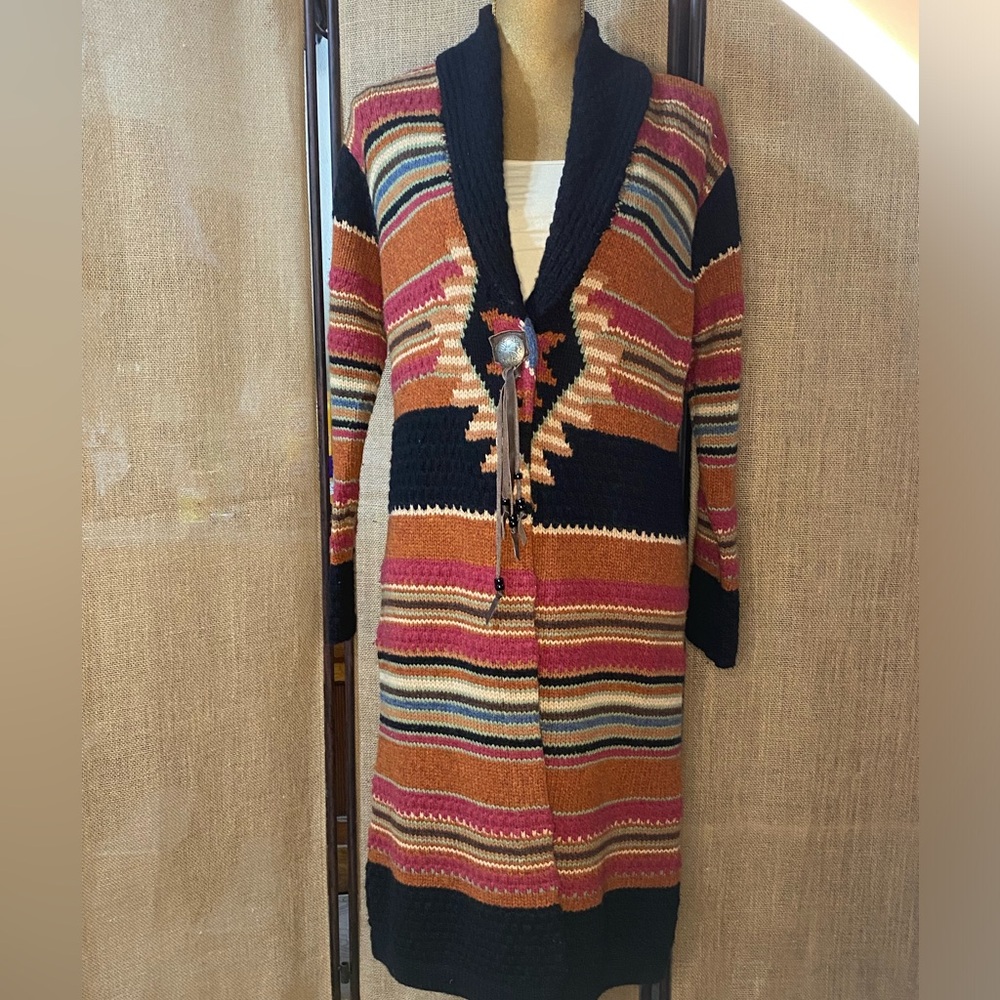 Double D Ranch sweater with concho button closure.  Beautiful earth tone colors